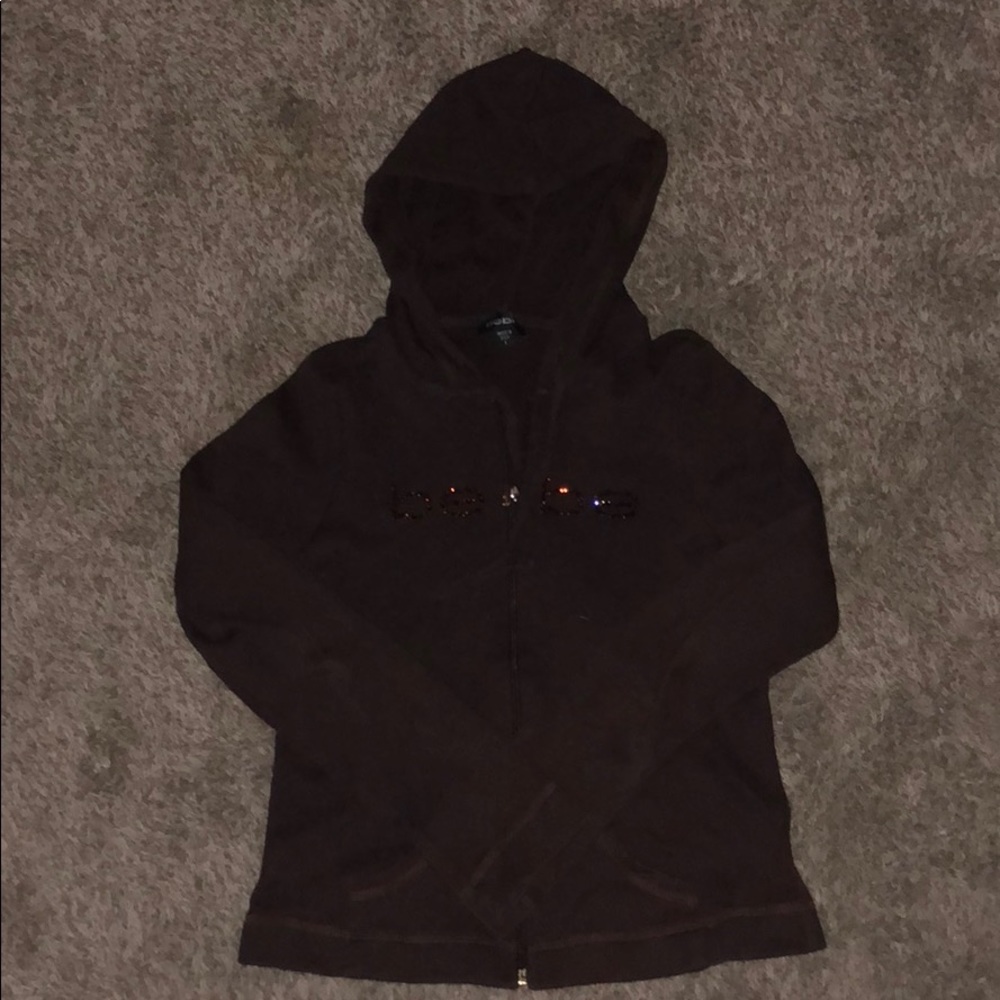BEBE brown zip up LARGE